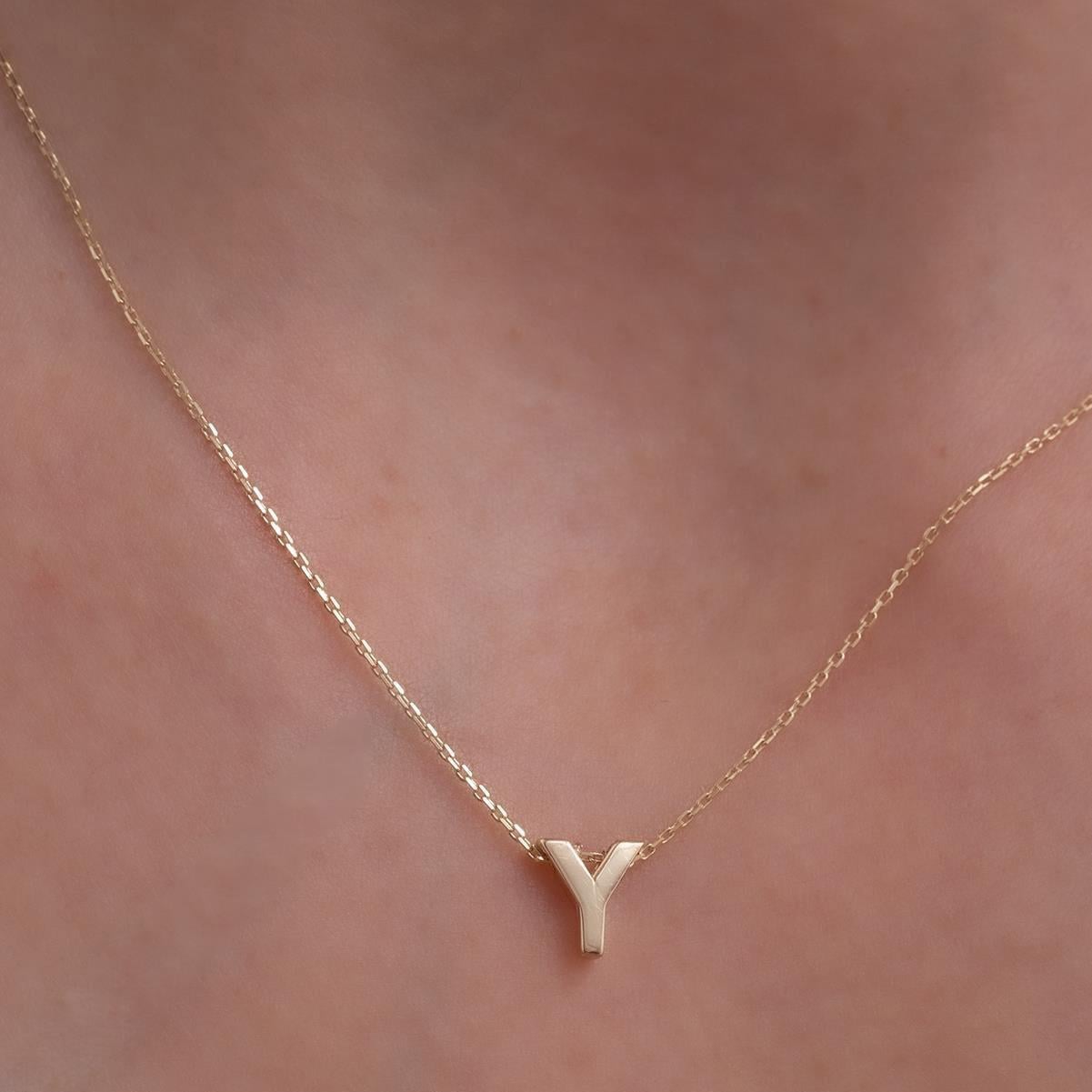 14 Ayar Altın Y Harf Kolye