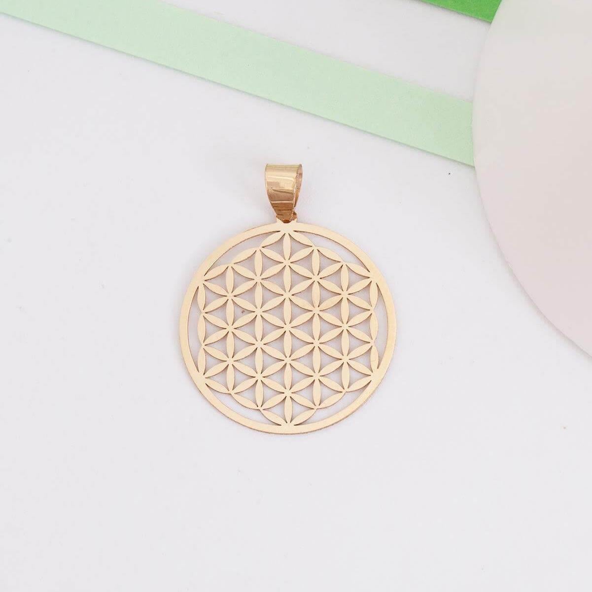 14 Ayar Altın Yaşam Çiçeği Kolye Ucu 1,7 cm