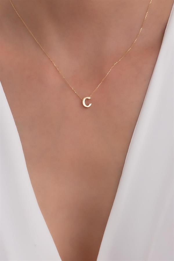 14 Ayar Altın C Harf Kolye