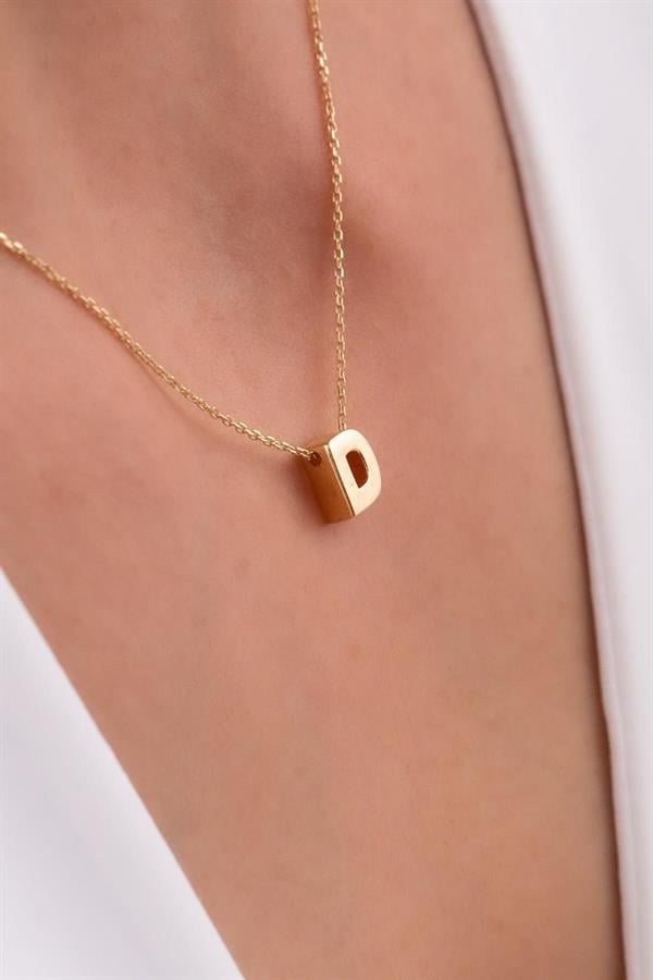 14 Ayar Altın D Harf Kolye