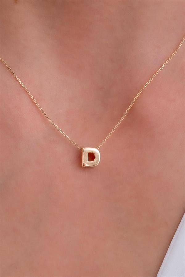 14 Ayar Altın D Harf Kolye