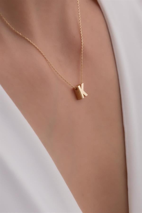 14 Ayar Altın K Harf Kolye