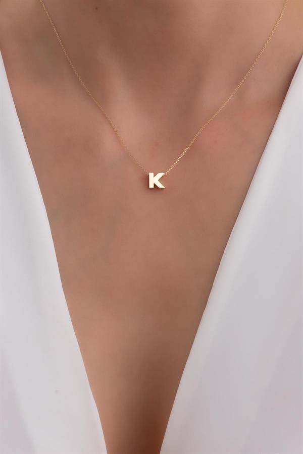 14 Ayar Altın K Harf Kolye