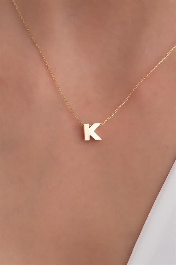 14 Ayar Altın K Harf Kolye
