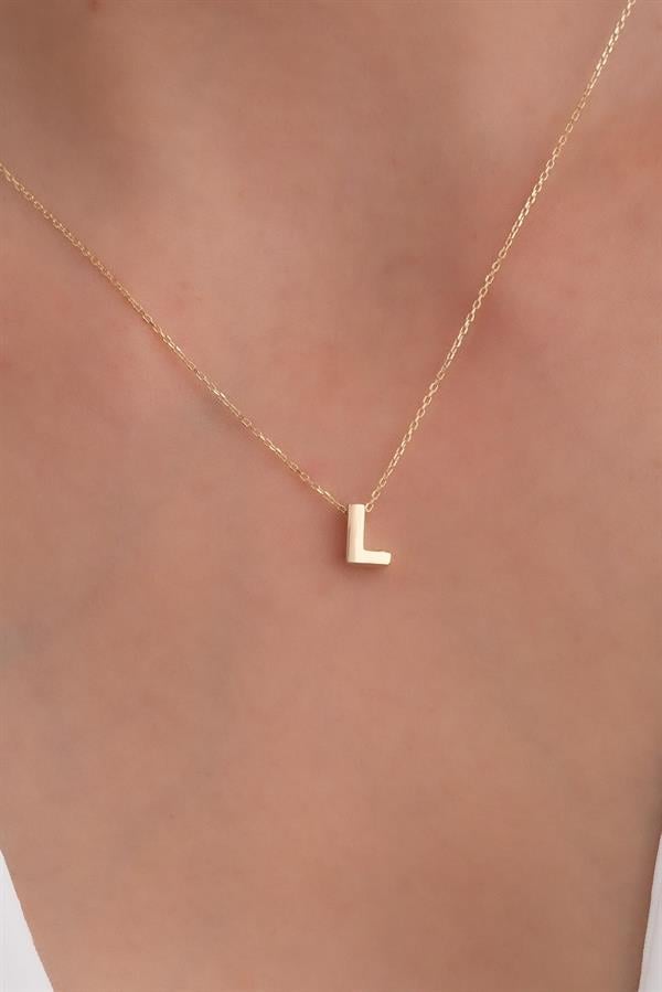 14 Ayar Altın L Harf Kolye