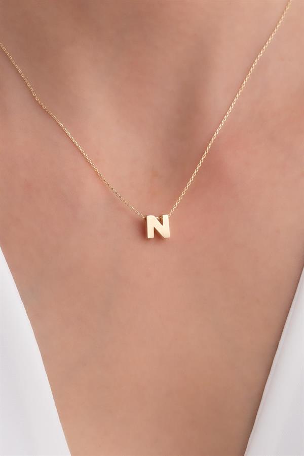 14 Ayar Altın N Harf Kolye