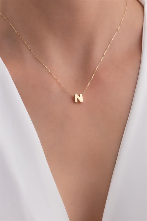 14 Ayar Altın N Harf Kolye