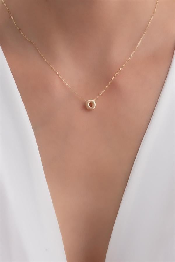 14 Ayar Altın O Harf Kolye