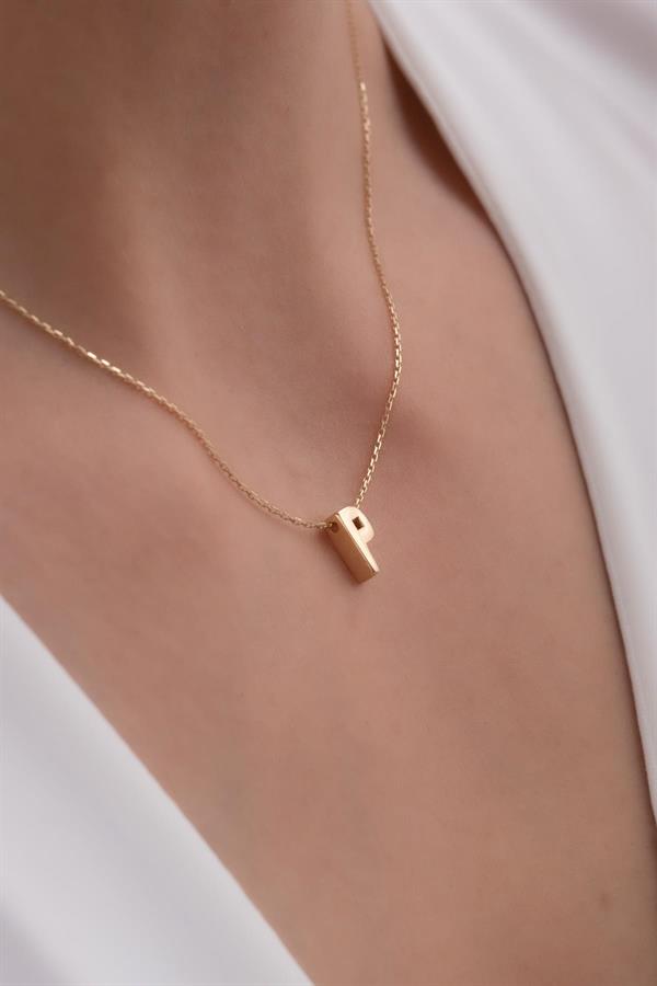 14 Ayar Altın P Harf Kolye