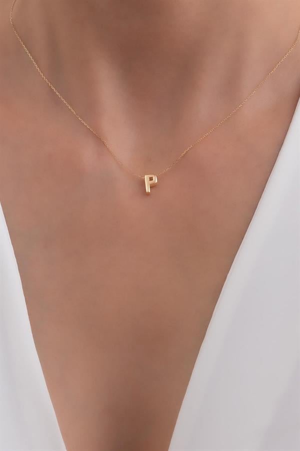 14 Ayar Altın P Harf Kolye