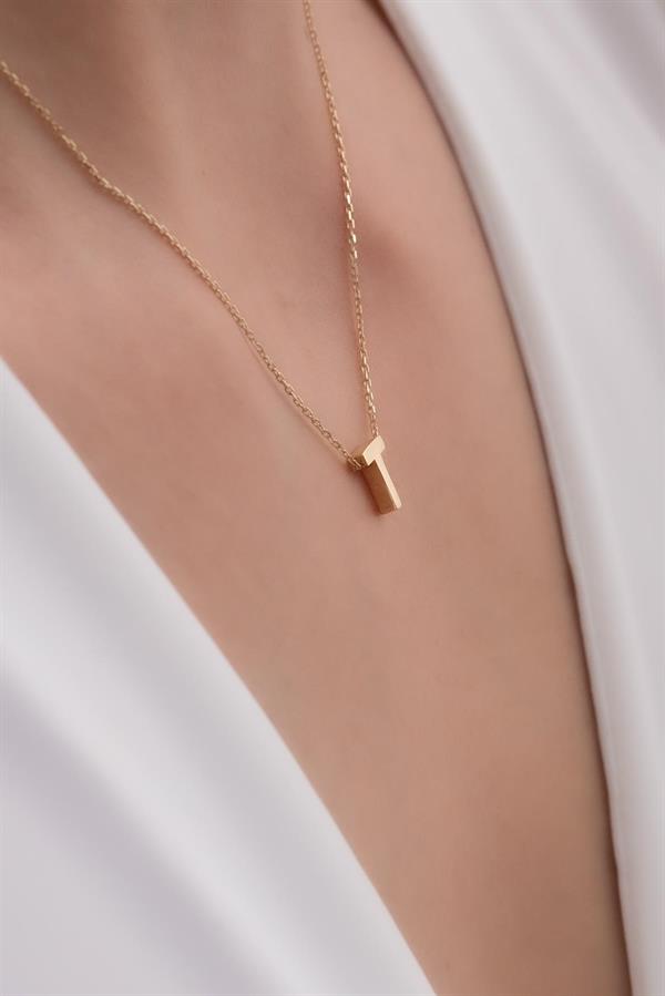 14 Ayar Altın T Harf Kolye