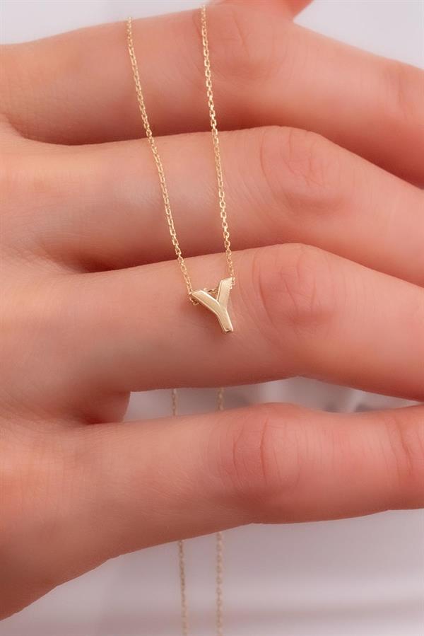 14 Ayar Altın Y Harf Kolye