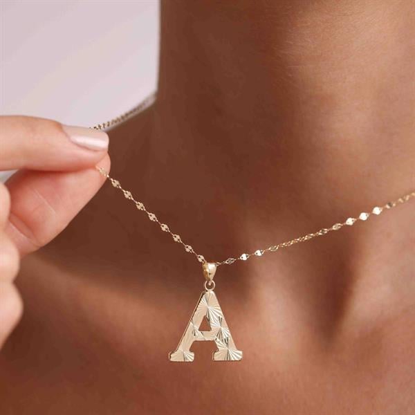 14K Solid Gold Letter A Fusion Necklace