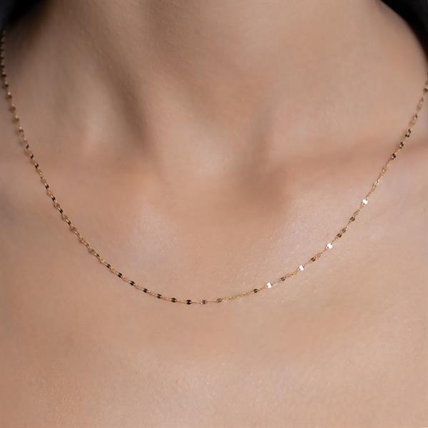 14 Ayar Altın Aynalı Zincir Kolye 1.5 mm