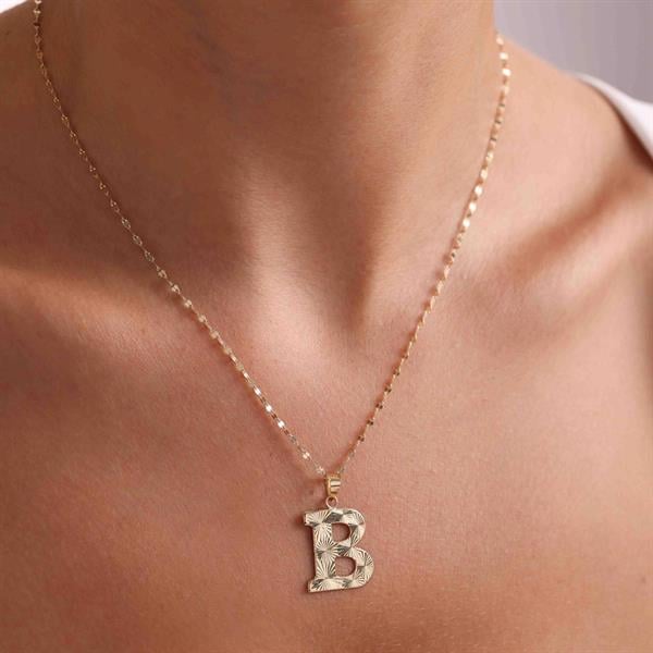 14K Solid Gold B Letter Fusion Necklace