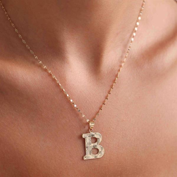 14K Solid Gold B Letter Fusion Necklace