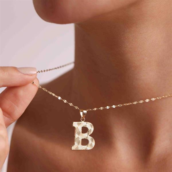 14K Solid Gold B Letter Fusion Necklace