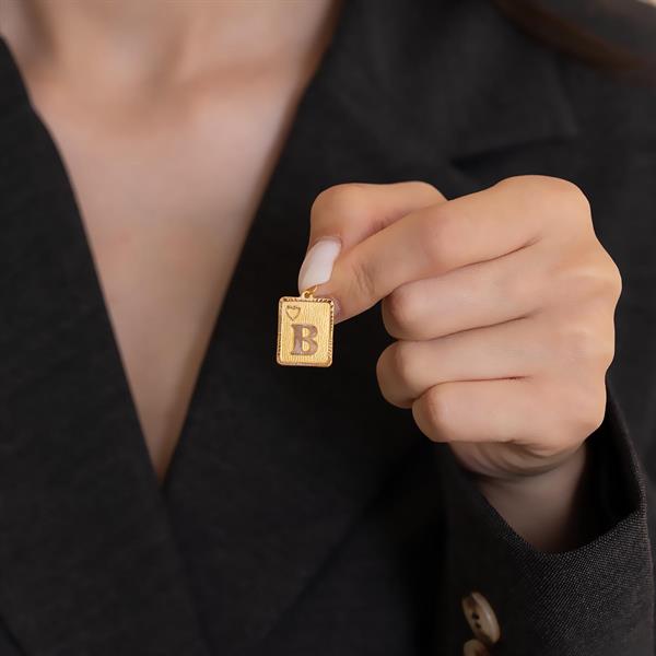 14 Ayar Altın B Harf Kalpli Kolye Ucu