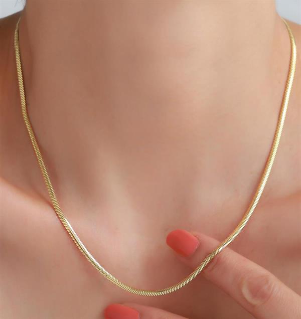 14 Ayar Altın Balık Sırtı Kalın Zincir Kolye 2,6 mm