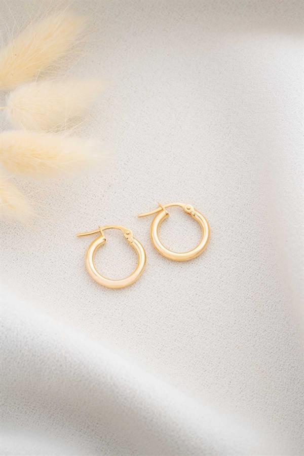 14 Ayar Altın Bombeli Halka Küpe 0.8 cm