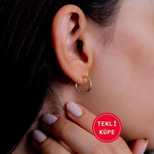 14 Ayar Altın Burgu Tekli Küpe
