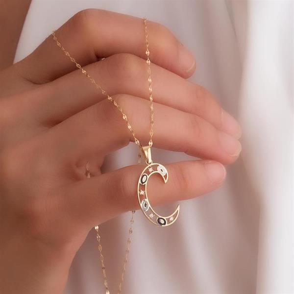 14 Ayar Altın C Harf Göz Kolye