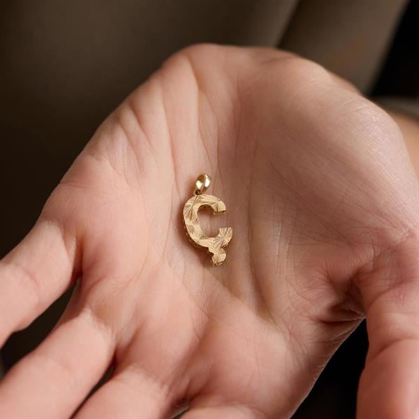 14 Ayar Altın Ç Harf Küçük Füzyon Kolye Ucu