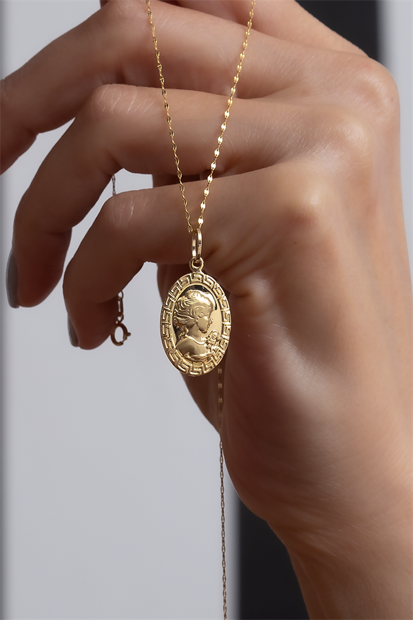 14 Ayar Altın Cameo Kolye