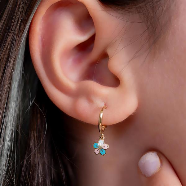 14 Ayar Altın Çiçek Figürlü Çocuk Küpe