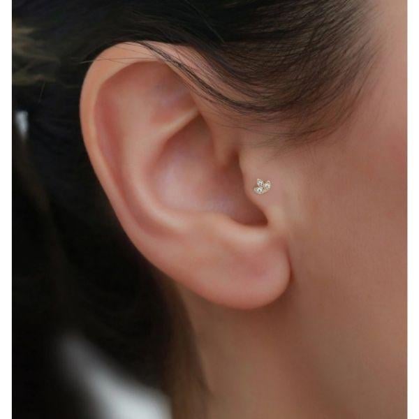 14 Ayar Altın Çiçek Tragus