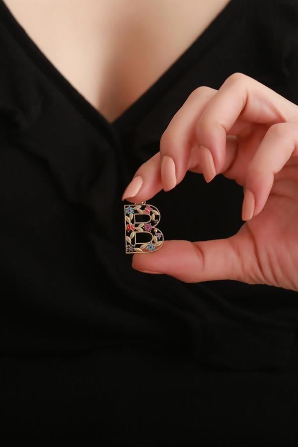 14 Ayar Altın B Harf Çiçek Kolye Ucu