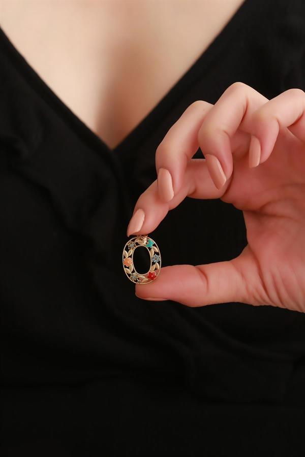 14 Ayar Altın O Harf Çiçek Kolye Ucu