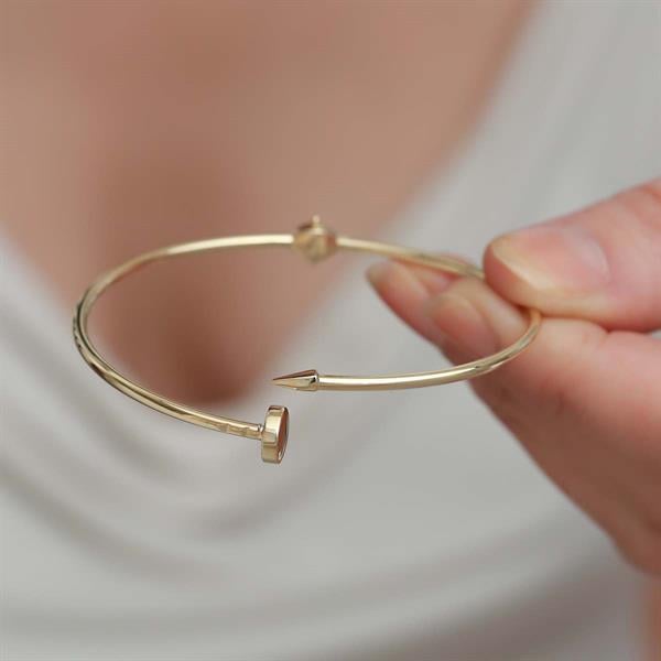 14 Ayar Altın Çivi Kelepçe Bilezik