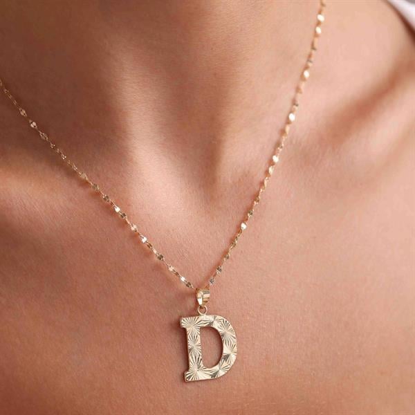 14K Solid Gold D Letter Fusion Necklace