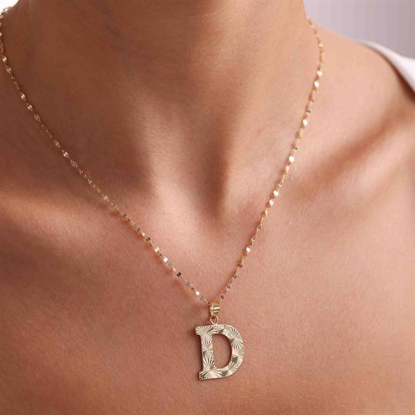 14K Solid Gold D Letter Fusion Necklace