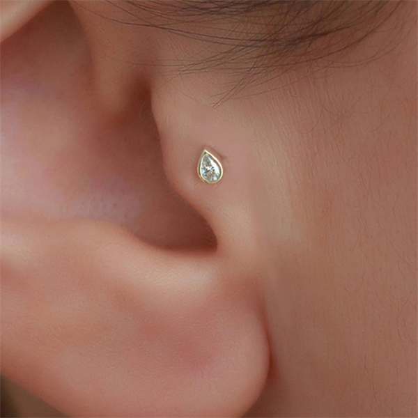 14 Ayar Altın Damla Taş Tragus Piercing