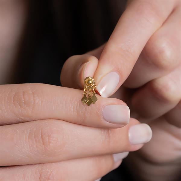 14 Ayar Altın Dörtgen Pullu Geçmeli Hızma