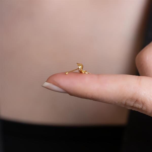 14 Ayar Altın Dörtgen Pullu Geçmeli Hızma