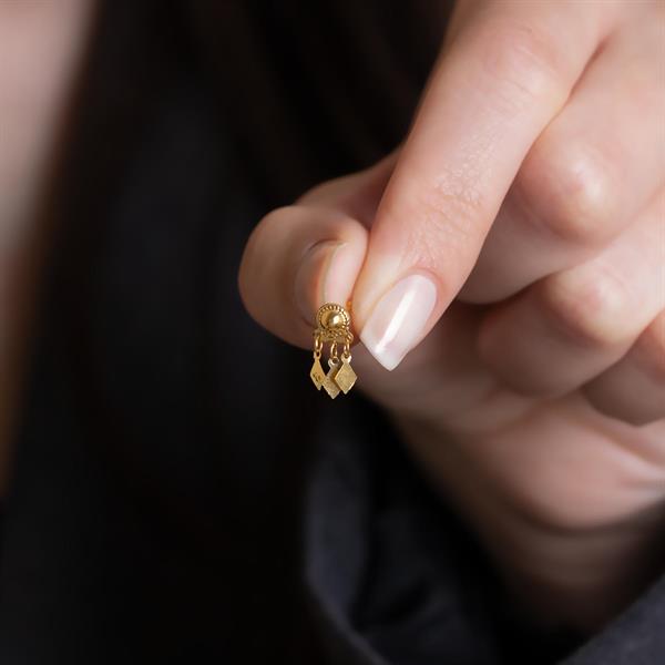 14 Ayar Altın Dörtgen Pullu Geçmeli Hızma