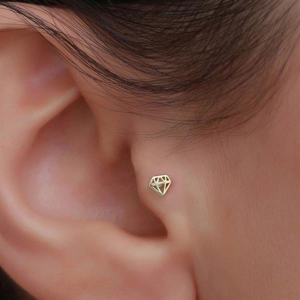 14 Ayar Altın Elmas Figürlü Tragus