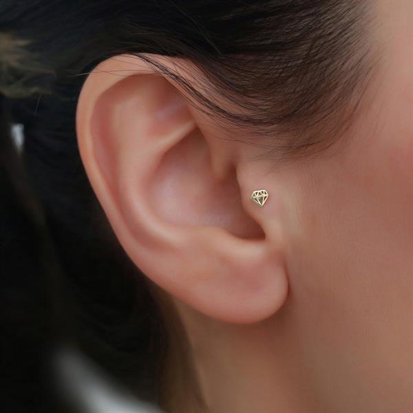 14 Ayar Altın Elmas Figürlü Tragus