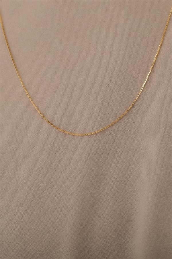 14 Ayar Altın Erkek Orta Kalın Küp Zincir Kolye 1 mm