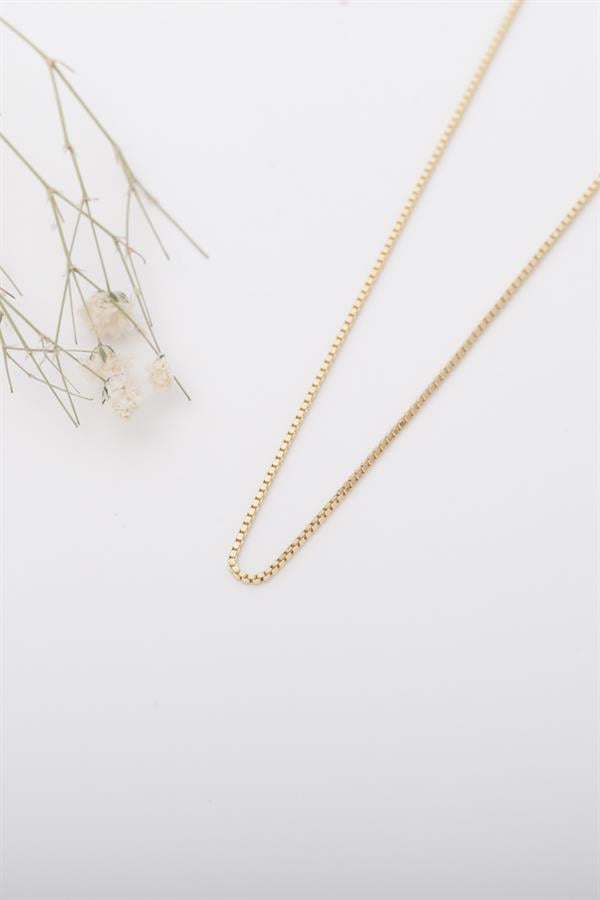 14 Ayar Altın Erkek Orta Kalın Küp Zincir Kolye 1 mm