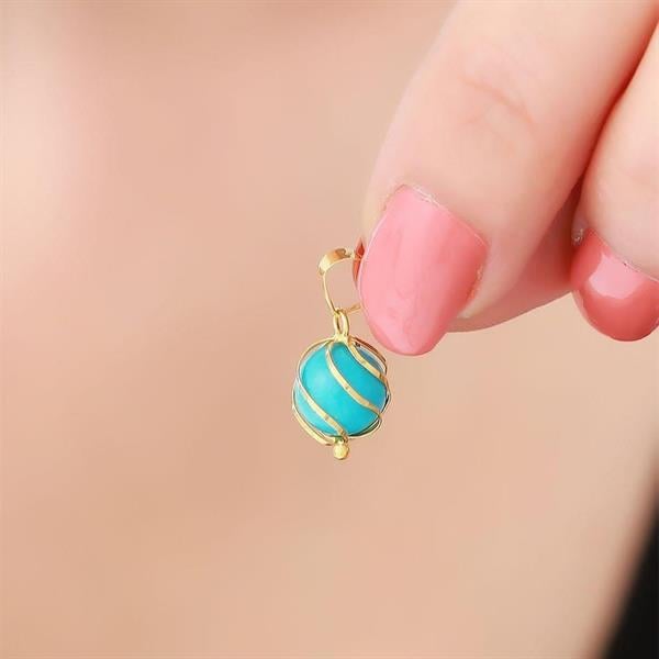14K Solid Gold Turquoise Beaded Necklace