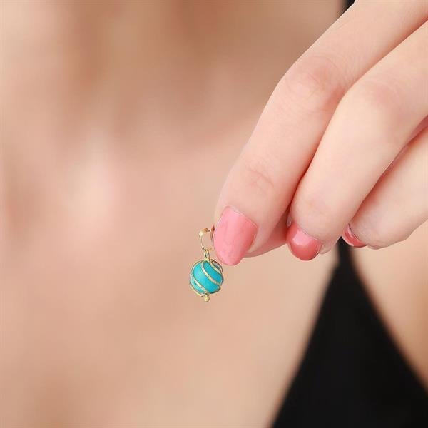 14K Solid Gold Turquoise Beaded Necklace