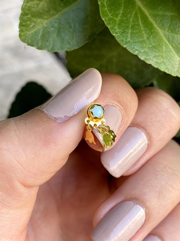 14 Ayar Altın Taşlı Ters Lale Geçmeli Hızma