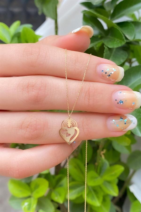 14 Ayar Altın Gökkuşağı Sevgi Kolye