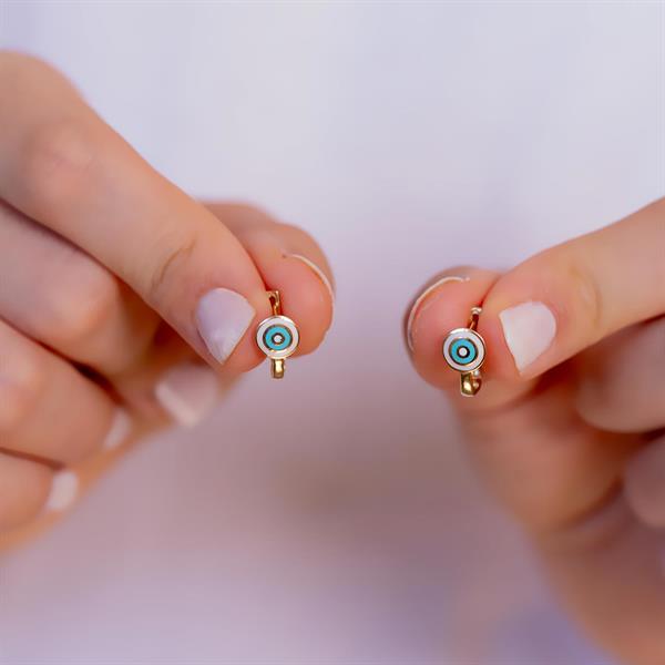 14 Ayar Altın Göz Mineli Çocuk Küpe