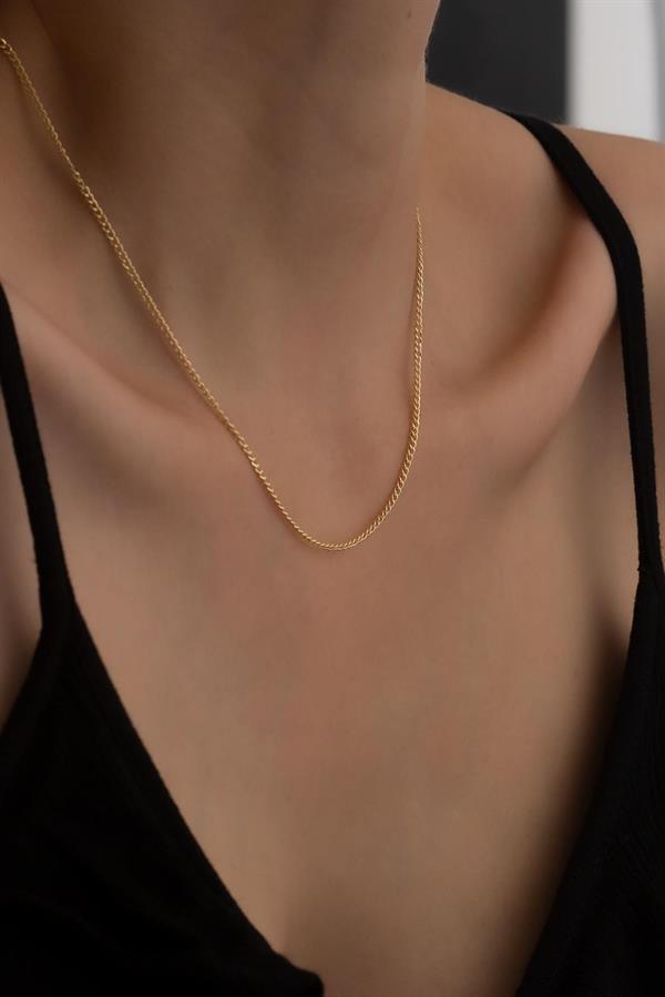 14 Ayar Altın Zarif Gurmet Zincir Kolye 1mm