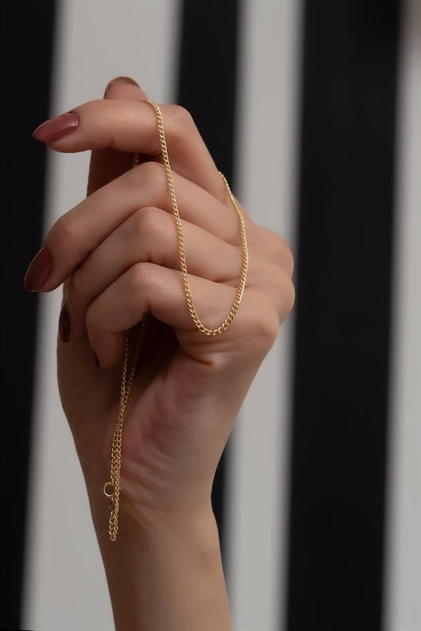 14 Ayar Altın Zarif Gurmet Zincir Kolye 1mm